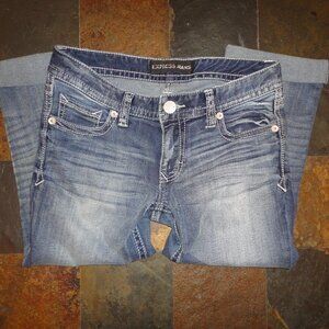 EXPRESS Women's "Stella" Blue Denim Low Rise Capri Jeans Size 4